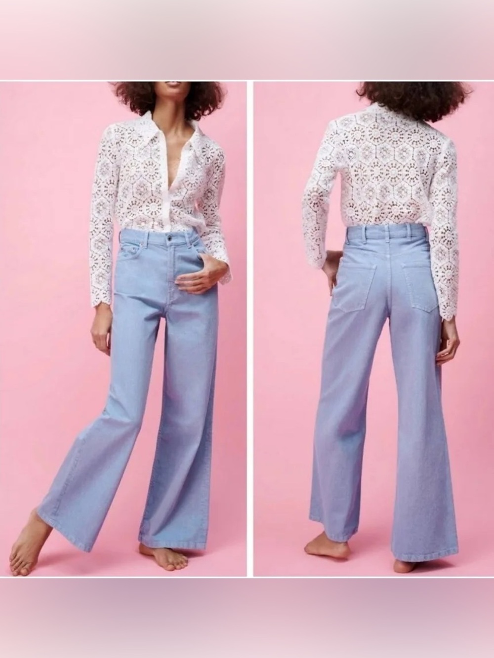 New Zara Light Blue High-Rise Wide-Leg Jeans | The Trute Wide Leg |